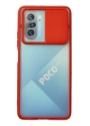 BFS  Xiaomi Poco F3 Kılıf Palm Buzlu Kamera Sürgülü Silikon - Kırmızı