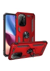 BFS  Xiaomi Poco F3 Kılıf Sofya Yüzüklü Silikon Kapak - Kırmızı