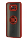 BFS  Xiaomi Pocophone X3 Kılıf Montreal Yüzüklü Silikon Kapak - Kırmızı