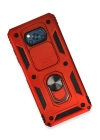 BFS  Xiaomi Pocophone X3 Kılıf Pars Lens Yüzüklü Silikon - Kırmızı