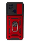 BFS  Xiaomi Redmi 10C Kılıf Pars Lens Yüzüklü Silikon - Kırmızı