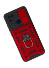 BFS  Xiaomi Redmi 10C Kılıf Pars Lens Yüzüklü Silikon - Kırmızı