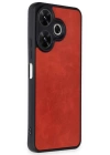 BFS  Xiaomi Redmi 13 4G Kılıf Aras Deri Kapak - Kırmızı