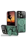 BFS  Xiaomi Redmi 13 4G Kılıf Joy Lens Standlı Kapak - Koyu Yeşil