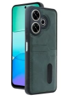 BFS  Xiaomi Redmi 13 4G Kılıf Sara Kartvizitli Deri Kılıf - Koyu Yeşil