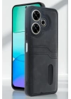 BFS  Xiaomi Redmi 13 4G Kılıf Sara Kartvizitli Deri Kılıf - Siyah