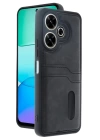 BFS  Xiaomi Redmi 13 4G Kılıf Sara Kartvizitli Deri Kılıf - Siyah