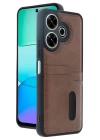 BFS  Xiaomi Redmi 13 4G Kılıf Sara Kartvizitli Deri Kılıf - Taba