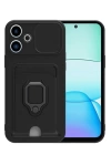 BFS  Xiaomi Redmi 13 4G Kılıf Zuma Kartvizitli Yüzüklü Silikon - Siyah