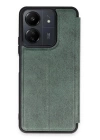 BFS  Xiaomi Redmi 13C Kılıf Flip Cover - Koyu Yeşil