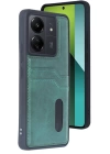 BFS  Xiaomi Redmi 13C Kılıf Sara Kartvizitli Deri Kılıf - Koyu Yeşil