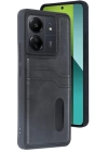 BFS  Xiaomi Redmi 13C Kılıf Sara Kartvizitli Deri Kılıf - Siyah