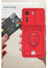 BFS  Xiaomi Redmi 13C Kılıf Zuma Kartvizitli Yüzüklü Silikon - Kırmızı