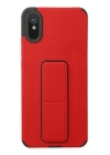 BFS  Xiaomi Redmi 9A Kılıf Mega Standlı Silikon - Kırmızı