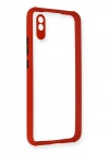 BFS  Xiaomi Redmi 9A Kılıf Miami Şeffaf Silikon - Kırmızı