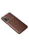 BFS  Xiaomi Redmi 9T Kılıf Auto Focus Karbon Kapak - Kahverengi
