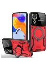 BFS  Xiaomi Redmi Note 11 Pro Kılıf Joy Lens Standlı Kapak - Kırmızı