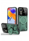 BFS Xiaomi Redmi Note 11 Pro Kılıf Joy Lens Standlı Kapak - Koyu Yeşil
