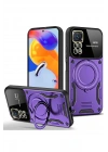 BFS  Xiaomi Redmi Note 11 Pro Kılıf Joy Lens Standlı Kapak - Mor