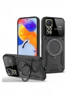 BFS  Xiaomi Redmi Note 11 Pro Kılıf Joy Lens Standlı Kapak - Siyah