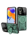 BFS  Xiaomi Redmi Note 12 Pro 4G Kılıf Joy Lens Standlı Kapak - Koyu Yeşil