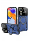 BFS Xiaomi Redmi Note 12 Pro 4G Kılıf Joy Lens Standlı Kapak - Lacivert