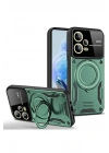 BFS Xiaomi Redmi Note 12 Pro 5G Kılıf Joy Lens Standlı Kapak - Koyu Yeşil