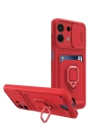 BFS  Xiaomi Redmi Note 13 4G Kılıf Zuma Kartvizitli Yüzüklü Silikon - Kırmızı