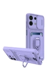BFS  Xiaomi Redmi Note 13 4G Kılıf Zuma Kartvizitli Yüzüklü Silikon - Lila