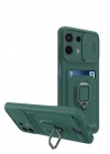 BFS  Xiaomi Redmi Note 13 4G Kılıf Zuma Kartvizitli Yüzüklü Silikon - Yeşil