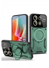 BFS Xiaomi Redmi Note 13 Pro 4G Kılıf Joy Lens Standlı Kapak - Koyu Yeşil