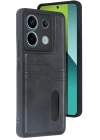 BFS  Xiaomi Redmi Note 13 Pro 5G Kılıf Sara Kartvizitli Deri Kılıf - Siyah