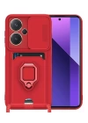 BFS  Xiaomi Redmi Note 13 Pro Plus Kılıf Zuma Kartvizitli Yüzüklü Silikon - Kırmızı