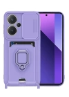 BFS  Xiaomi Redmi Note 13 Pro Plus Kılıf Zuma Kartvizitli Yüzüklü Silikon - Lila