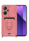 BFS  Xiaomi Redmi Note 13 Pro Plus Kılıf Zuma Kartvizitli Yüzüklü Silikon - Pembe
