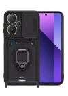 BFS  Xiaomi Redmi Note 13 Pro Plus Kılıf Zuma Kartvizitli Yüzüklü Silikon - Siyah