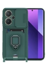 BFS  Xiaomi Redmi Note 13 Pro Plus Kılıf Zuma Kartvizitli Yüzüklü Silikon - Yeşil
