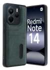 BFS  Xiaomi Redmi Note 14 4G Kılıf Sara Kartvizitli Deri Kılıf - Koyu Yeşil