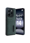 BFS  Xiaomi Redmi Note 14 4G Kılıf Sara Kartvizitli Deri Kılıf - Koyu Yeşil