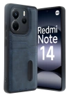 BFS  Xiaomi Redmi Note 14 4G Kılıf Sara Kartvizitli Deri Kılıf - Lacivert