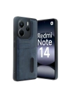 BFS  Xiaomi Redmi Note 14 4G Kılıf Sara Kartvizitli Deri Kılıf - Lacivert
