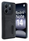 BFS  Xiaomi Redmi Note 14 4G Kılıf Sara Kartvizitli Deri Kılıf - Siyah