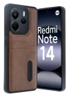 BFS  Xiaomi Redmi Note 14 4G Kılıf Sara Kartvizitli Deri Kılıf - Taba