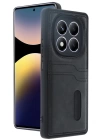 BFS  Xiaomi Redmi Note 14 Pro 5G Kılıf Sara Kartvizitli Deri Kılıf - Siyah
