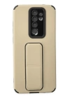 BFS  Xiaomi Redmi Note 8 Pro Kılıf Mega Standlı Silikon - Gold
