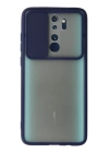 BFS  Xiaomi Redmi Note 8 Pro Kılıf Palm Buzlu Kamera Sürgülü Silikon - Lacivert