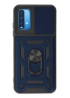BFS  Xiaomi Redmi Note 9 4G Kılıf Pars Lens Yüzüklü Silikon - Lacivert