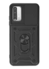 BFS  Xiaomi Redmi Note 9 4G Kılıf Pars Lens Yüzüklü Silikon - Siyah