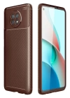 BFS  Xiaomi Redmi Note 9 5G Kılıf Auto Focus Karbon Kapak - Kahverengi