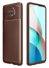 BFS Xiaomi Redmi Note 9 5G Kılıf Auto Focus Karbon Kapak - Kahverengi